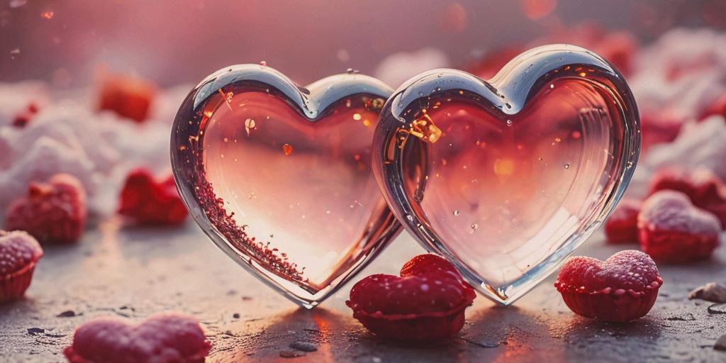 Zwei Herzen aus Glas